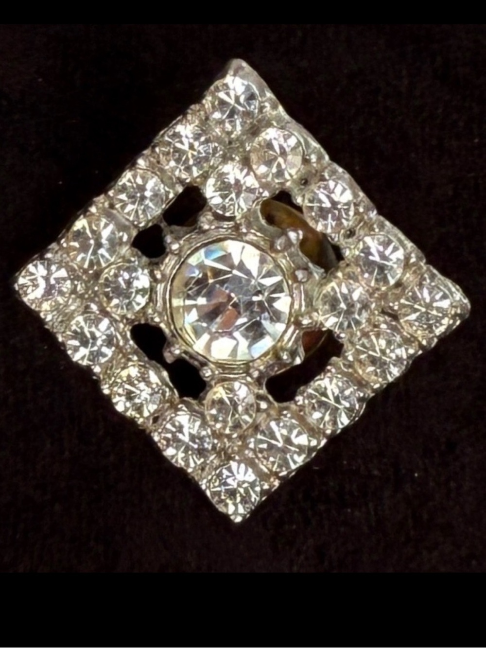 Vintage Silvertone Crystal Bling Brooch Pin
